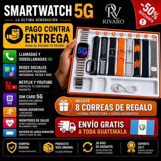⌚ Reloj Inteligente 2026 - Un potente mini celular en tu muñeca con doble cámara y SIM Card + 8 Correas de regalo! 🎁