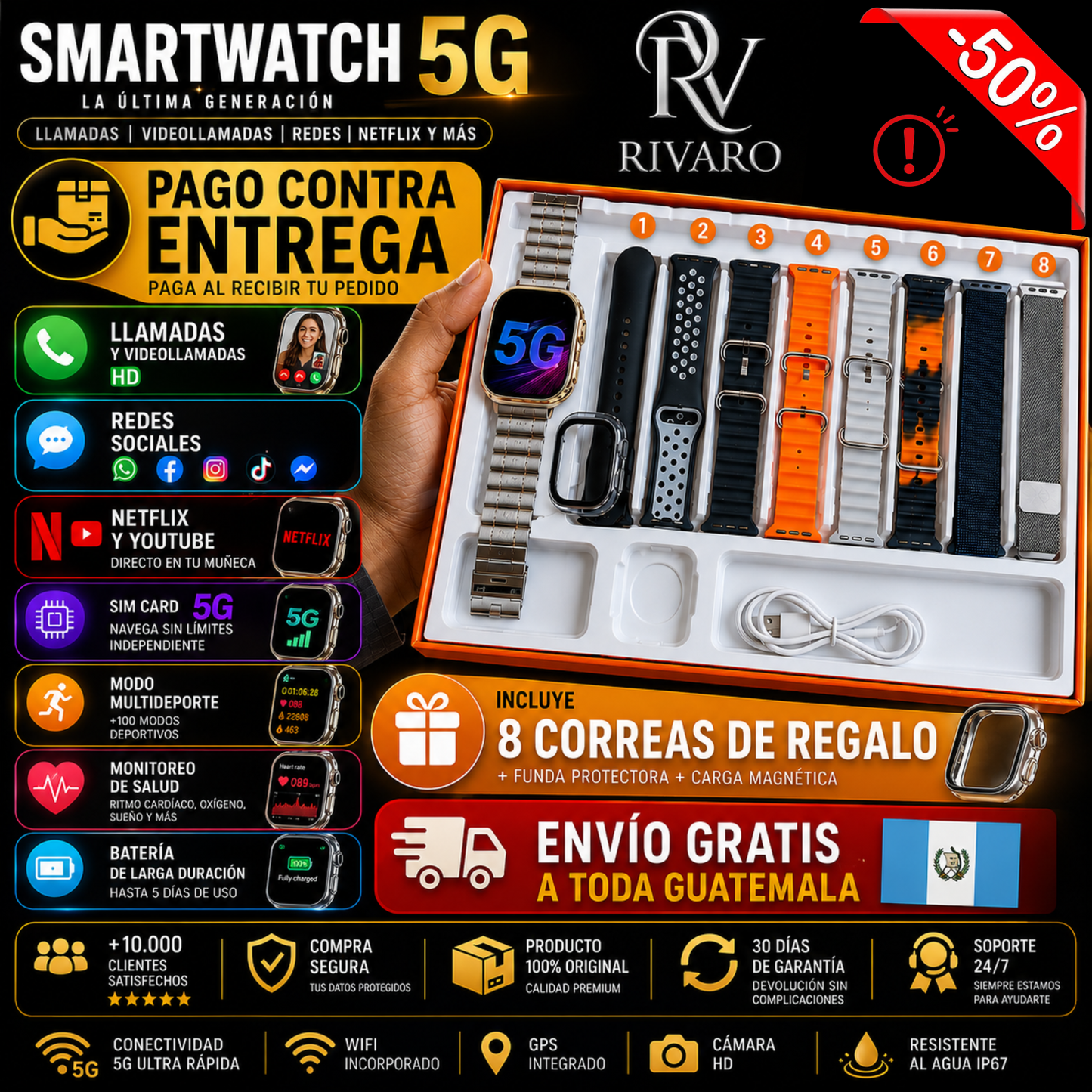 ⌚ Reloj Inteligente 2026 - Un potente mini celular en tu muñeca con doble cámara y SIM Card + 8 Correas de regalo! 🎁
